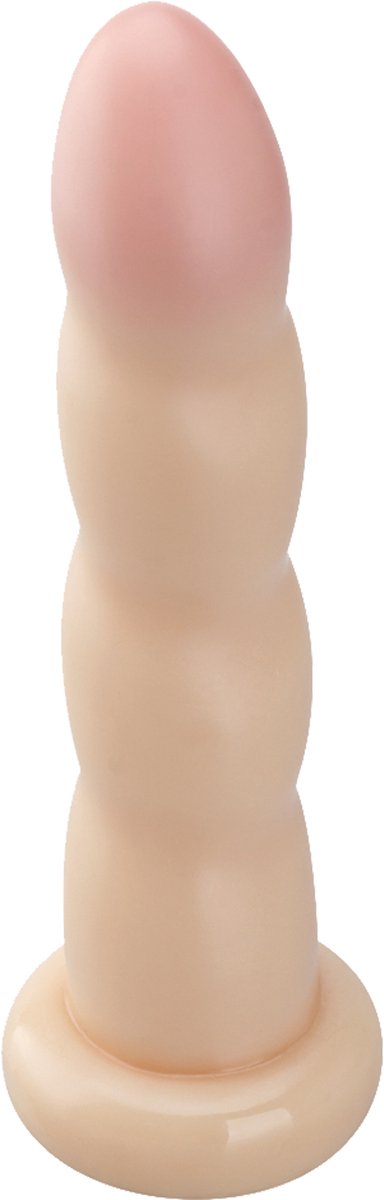 Being Fetish - PVC Dildo met Ribbels - 19 cm – Lichte Huidskleur