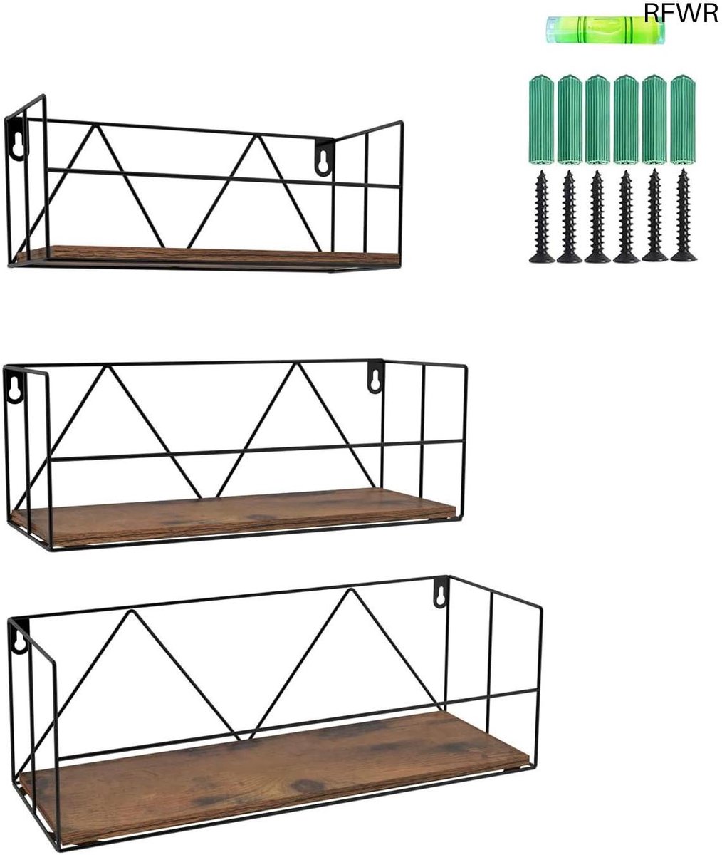 RFWR Moderne Wandplanken Set - 3-delige Zwevende Planken voor Woondecoratie bruin