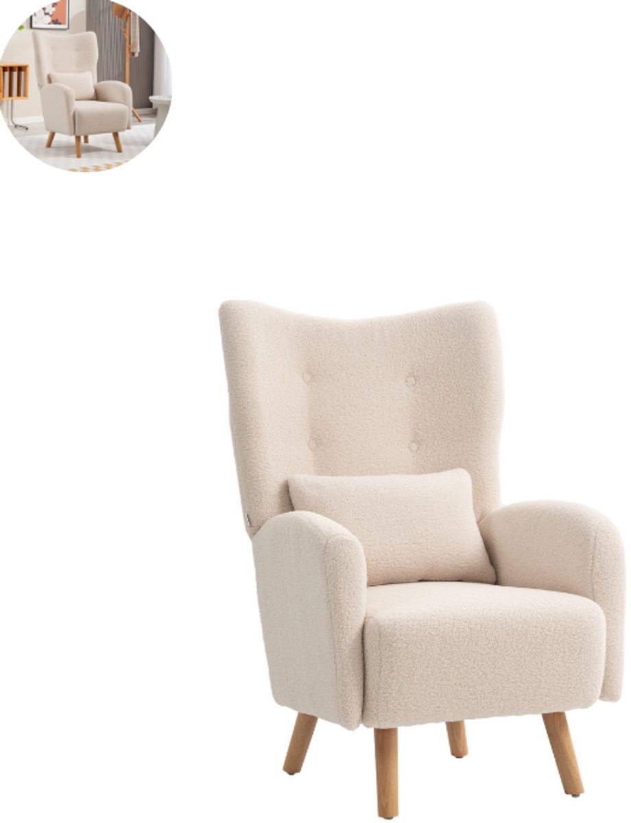 Fauteuil - Relaxzetel - Relaxstoel - Relaxfauteuil - Stoel - Met armleuning - Voor één Persoon - Beige