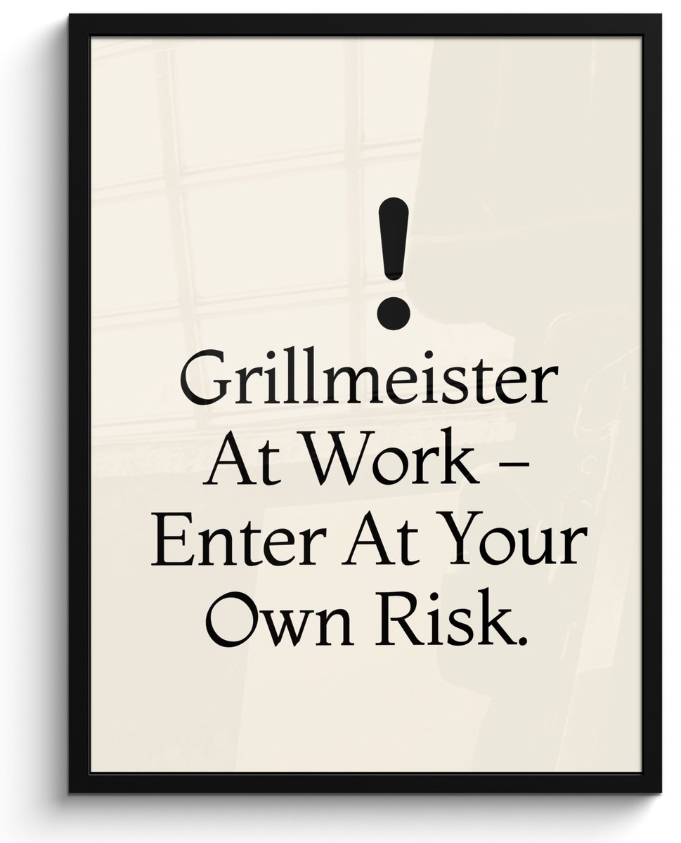 FrameYourWall Poster in lijst - Fotolijst 60x80 cm - Posters - Grill - Uitroepteken - Zwart - Tekst - Posterlijst zwart - Decoratie - Wanddecoratie woonkamer - Muurdecoratie slaapkamer Tekst - Grill