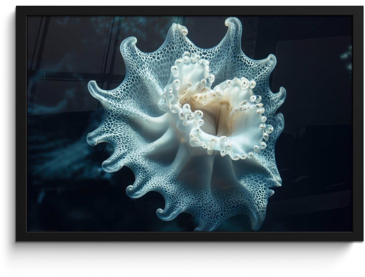 FrameYourWall Poster in lijst - Fotolijst 60x40 cm - Posters - Zeewezen - Wit - Golven - Water - Posterlijst zwart - Decoratie - Wanddecoratie woonkamer - Muurdecoratie slaapkamer