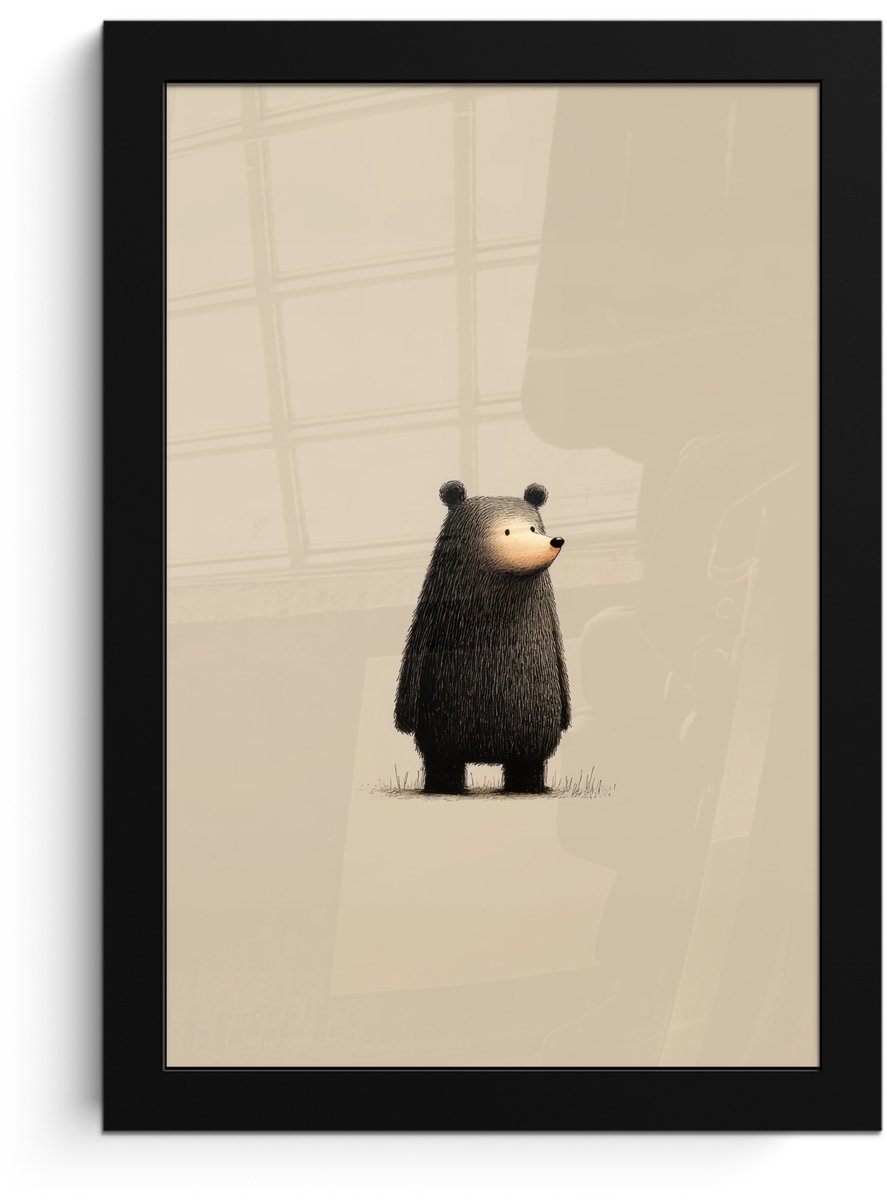 FrameYourWall Poster in lijst - Fotolijst 20x30 cm - Posters - Beer - Donkerbruin - Minimalistisch - Posterlijst zwart - Decoratie - Wanddecoratie woonkamer - Muurdecoratie slaapkamer