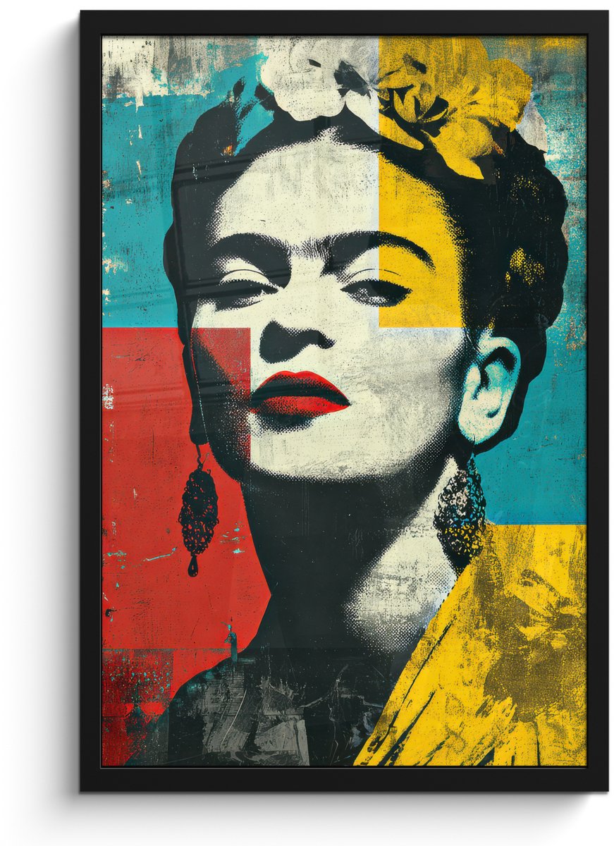 FrameYourWall Poster in lijst - Fotolijst 40x60 cm - Posters - Bloemen - Felle kleuren - Grafisch - Modern - Posterlijst zwart - Decoratie - Wanddecoratie woonkamer - Muurdecoratie slaapkamer Vrouw - Grafisch