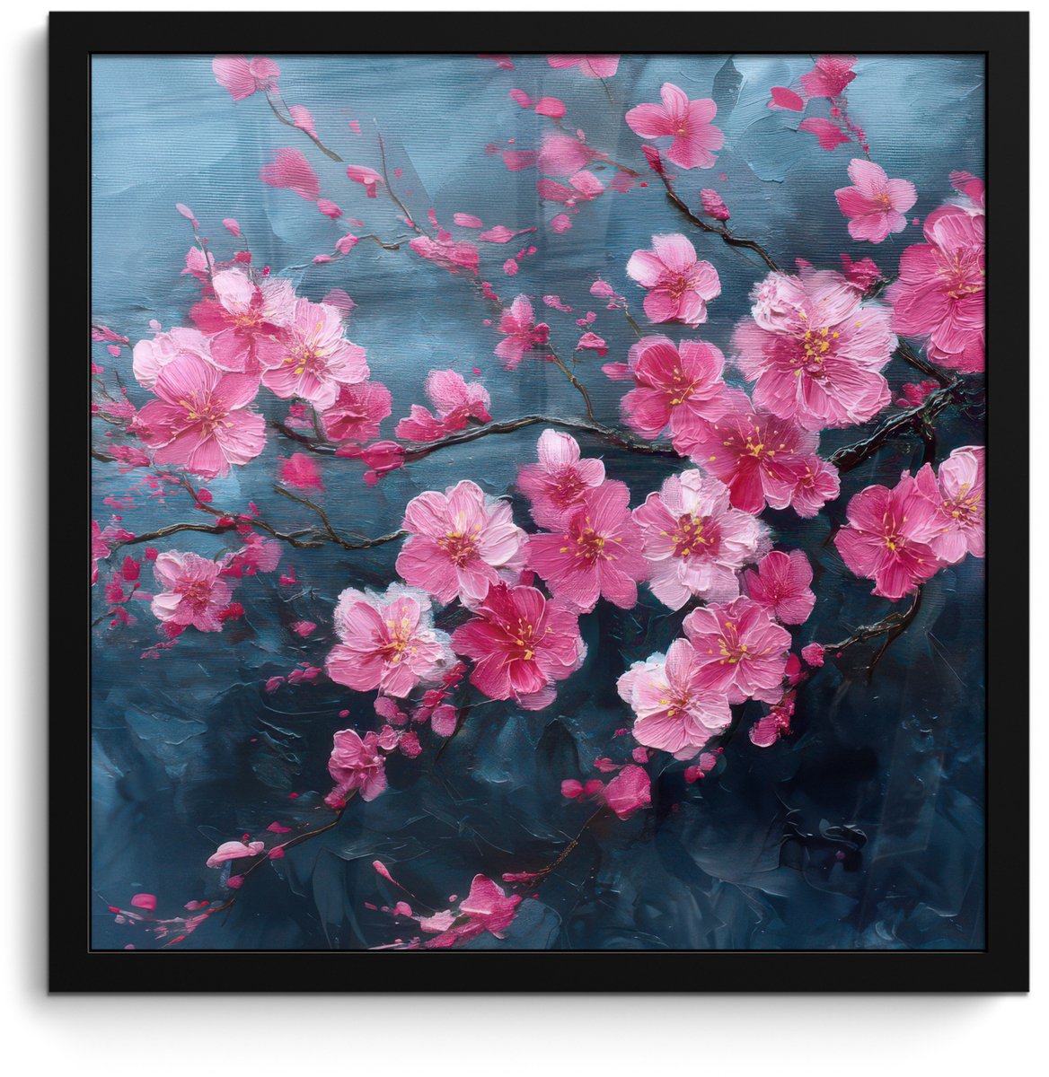 FrameYourWall Poster in lijst - Fotolijst 40x40 cm - Posters - Bloem - Bloesems - Roze - Abstract - Posterlijst zwart - Decoratie - Wanddecoratie woonkamer - Muurdecoratie slaapkamer Bloemen