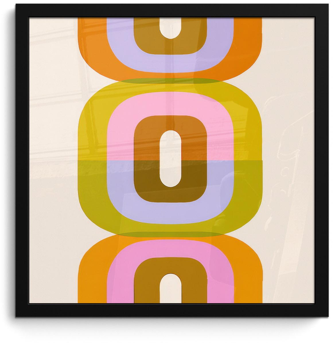 FrameYourWall Poster in lijst - Fotolijst 40x40 cm - Posters - Stapel - Vormen - Geblokt - Oranje - Posterlijst zwart - Decoratie - Wanddecoratie woonkamer - Muurdecoratie slaapkamer