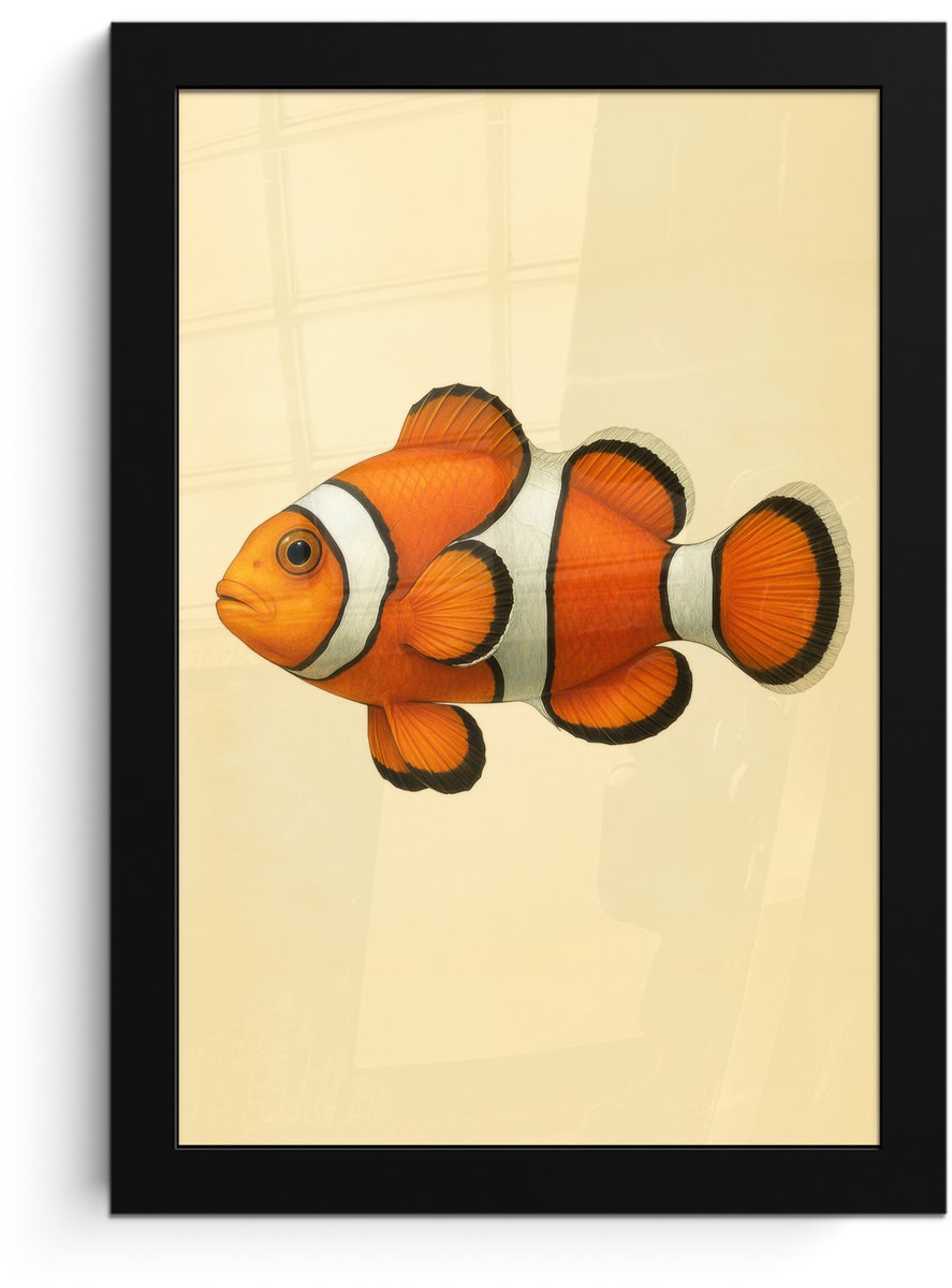 FrameYourWall Poster in lijst - Fotolijst 20x30 cm - Posters - Vis - Oranje - Strepen - Posterlijst zwart - Decoratie - Wanddecoratie woonkamer - Muurdecoratie slaapkamer