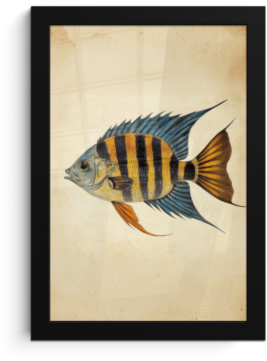 FrameYourWall Poster in lijst - Fotolijst 20x30 cm - Posters - Vis - Tropisch - Strepen - Vinnen - Posterlijst zwart - Decoratie - Wanddecoratie woonkamer - Muurdecoratie slaapkamer