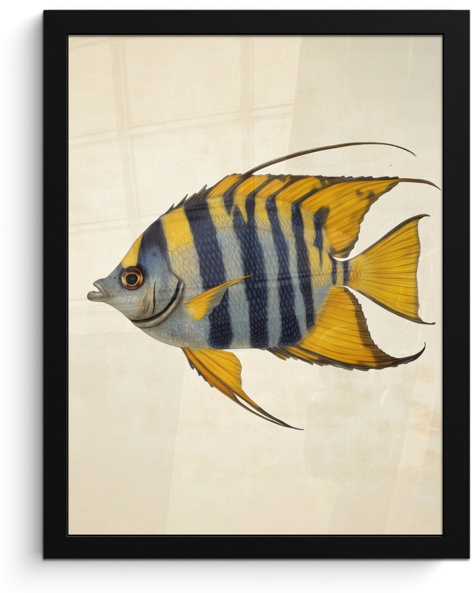 FrameYourWall Poster in lijst - Fotolijst 30x40 cm - Posters - Vis - Sierlijk - Vinnen - Illustratie - Posterlijst zwart - Decoratie - Wanddecoratie woonkamer - Muurdecoratie slaapkamer