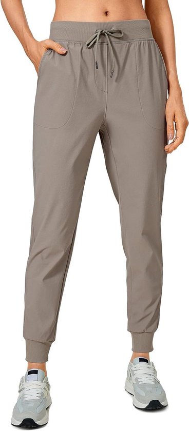 BALEAF Dames winter joggingbroek waterdichte fleece gevoerde hardloopbroek warme yogabroek lange hoge taille warme winterbroek hardlopen yoga wandelen met zak, grijs, M