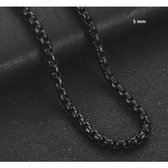 Aramat Jewels | Halskettingen | Zwarte Stalen Jasseron Ketting – Stoere Schakelketting Unisex RVS | 5mm / 80cm |80cm | | Staal | Volwassenen | Verkleurd niet