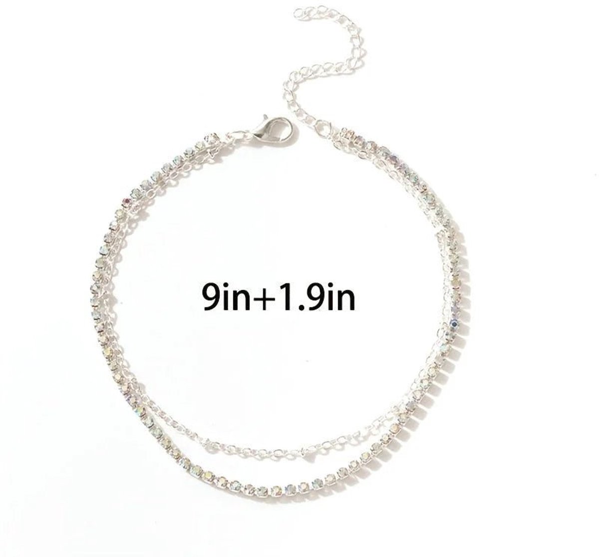 Aramat Jewels | Enkelbandjes | Stalen Dubbel Enkelbandje met Bolletjes Ketting | Zilverkleurig | |3mm | Staal | Volwassenen | Verkleurd niet