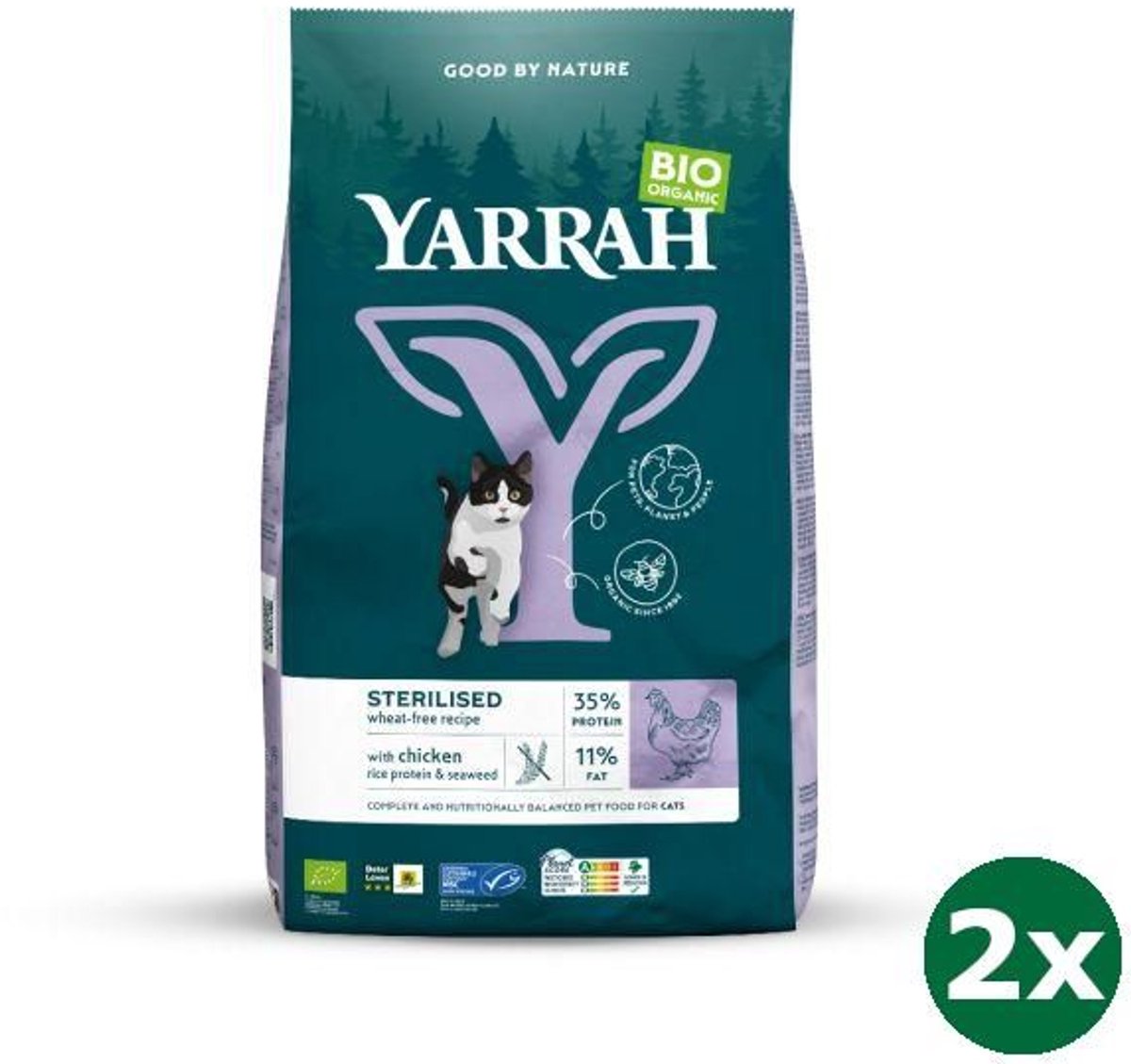 Yarrah Yarrah cat sterilised grain free kattenvoer 2x 2 kg NL-BIO-01