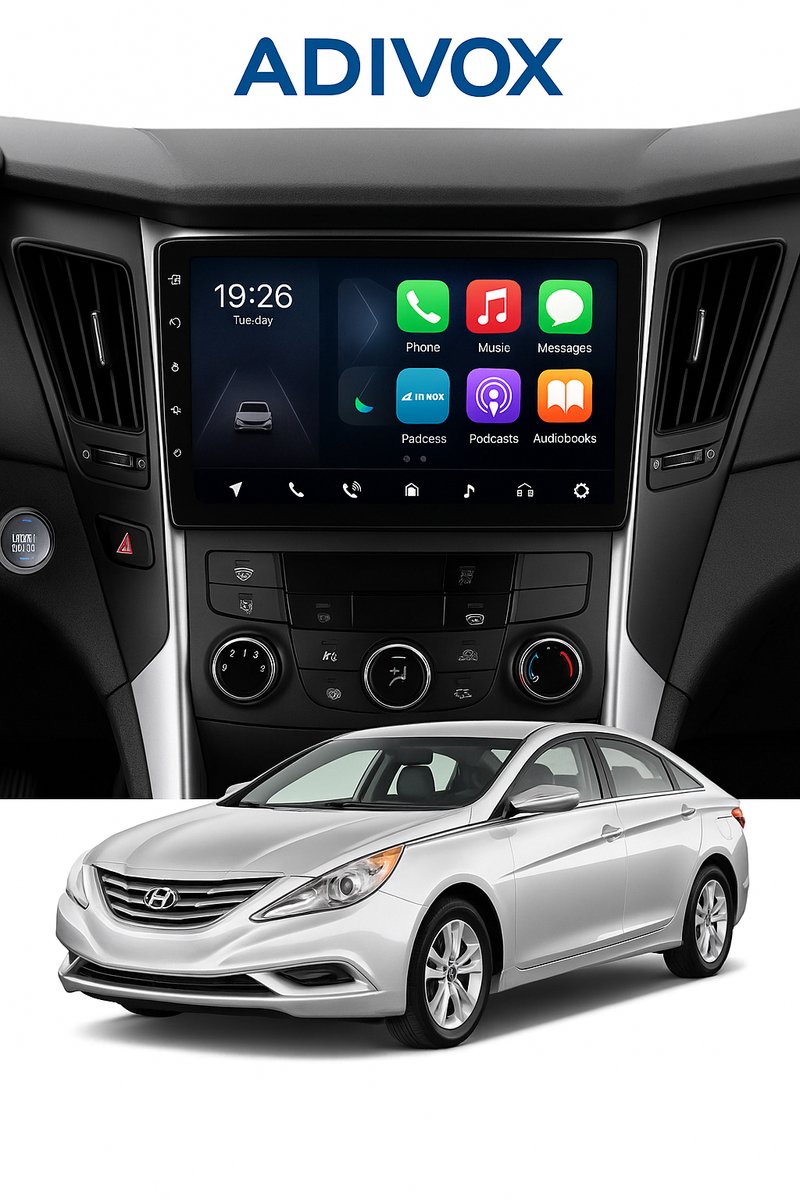ADIVOX 9 inch geschikt voor Hyundai Sonata 2011-2015 Android 14 2GB/32GB 8CORE Carplay/Auto/WiFi/RDS/DSP/5G/DAB+