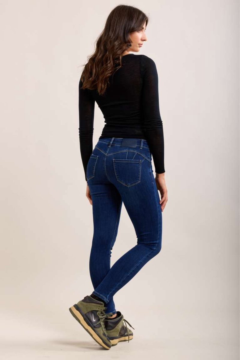 Toxik3 Dames Skinny Jeans , Push-Up Broek, Normale Taille, Slim Fit Pasvorm, Stretch Denim S