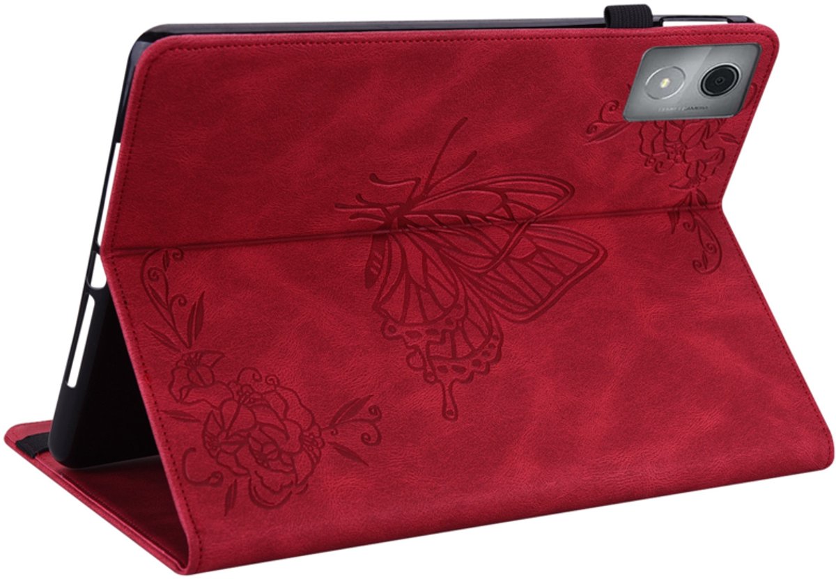 Bescherm-Etui Hoes Map voor Lenovo Tab K11 Plus 11.45" - Vlinder - Rood