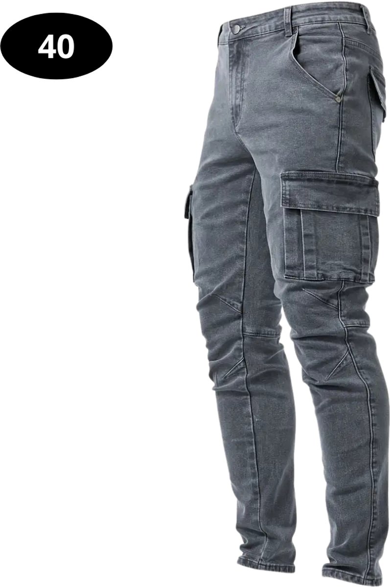 Livano Lange Broek Heren Spijkerbroek Broeken Spijker Pants Jeans Trouser Stretch Straight Leg – Donkergrijs