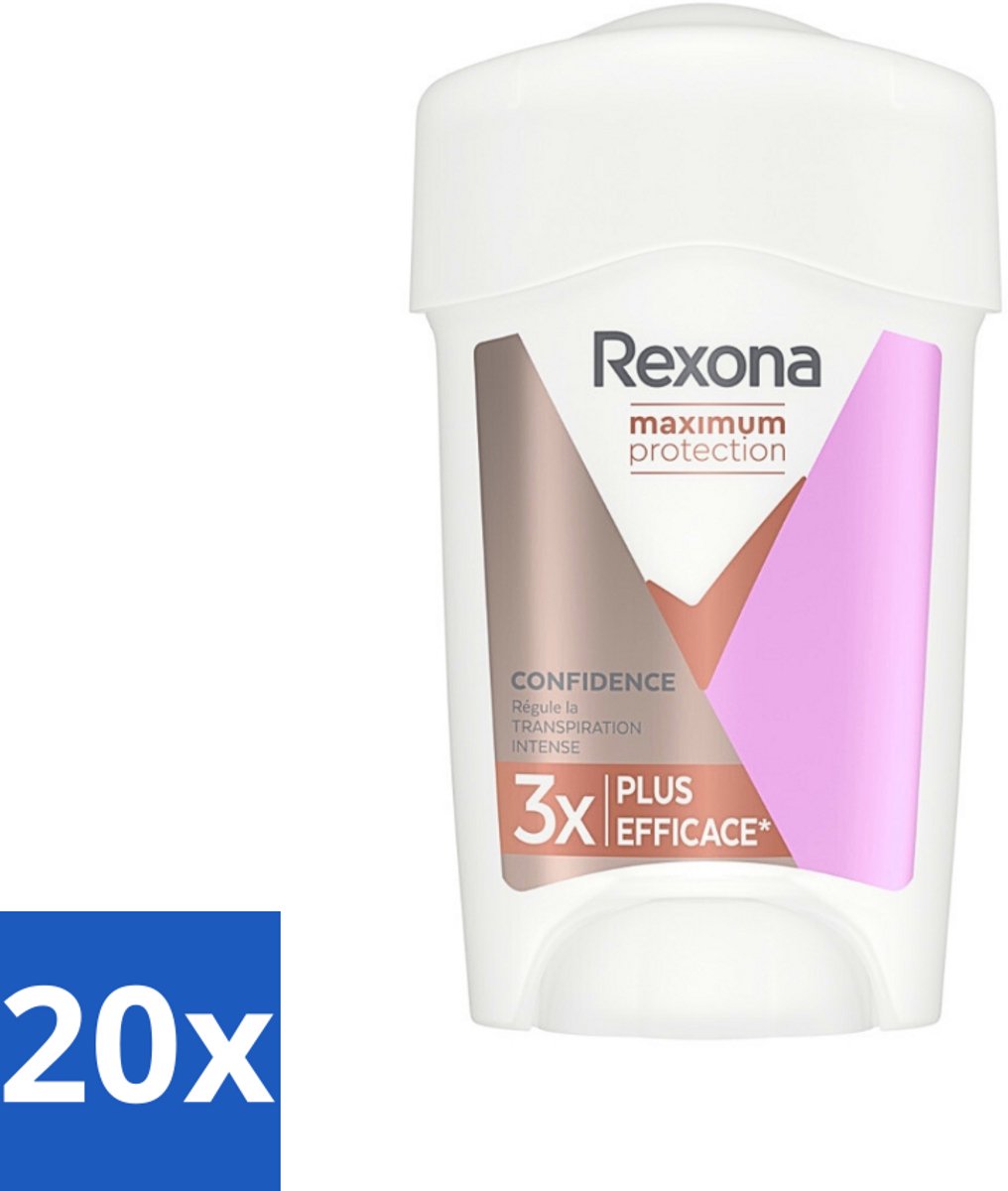 20 x Rexona Women - Deodorant Stick - Maximum Protection Confidence - Anti-transpirant - 45 ml - Anti-transpirant Stick - Zweetbescherming - Zweetgeur - Zweetbescherming Vrouwen - Zweetbescherming 96 Uur