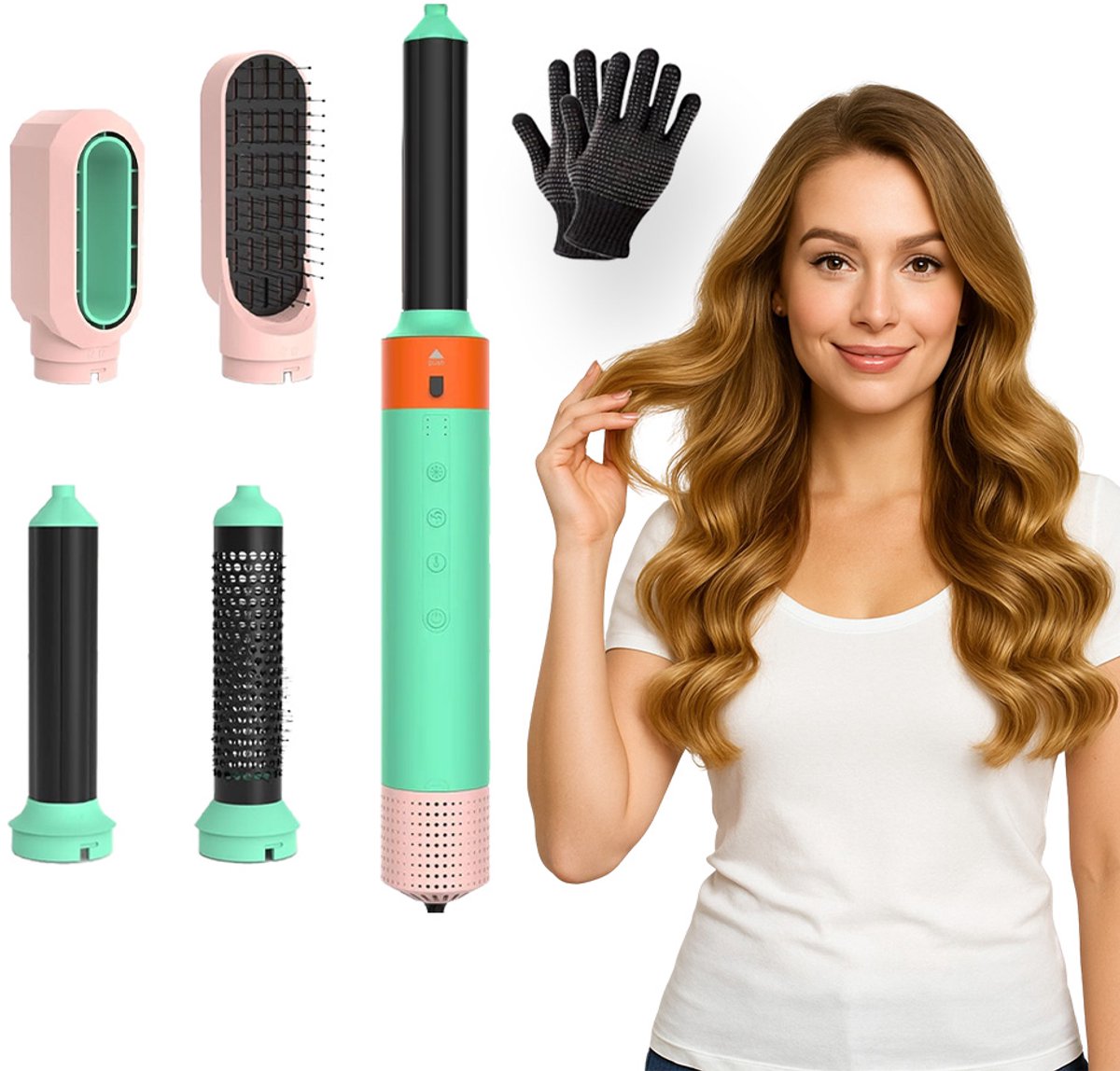 5 in 1 Multistyler Fohnborstel Highspeed - Pastel - 1350W - Fohnborstel - Föhn - Airstyler - Heteluchtborstel - Krulborstel - Hairstyler - met warmte tot 110 graden.
