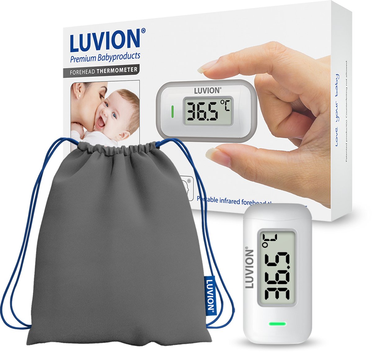 LUVION® Voorhoofd Thermometer - Digitale Infrarood Koortsthermometer - Thermometer Baby t/m Volwassenen