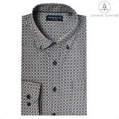 Chris Cayne overhemd lange mouw - XL - navy-zand - borstzak
