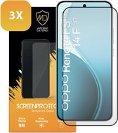3-Pack MobyDefend Screenprotectors - Geschikt voor Oppo Reno14 F / Oppo Reno14 FS - Screensavers Met Zwarte Randen - Gehard Glas