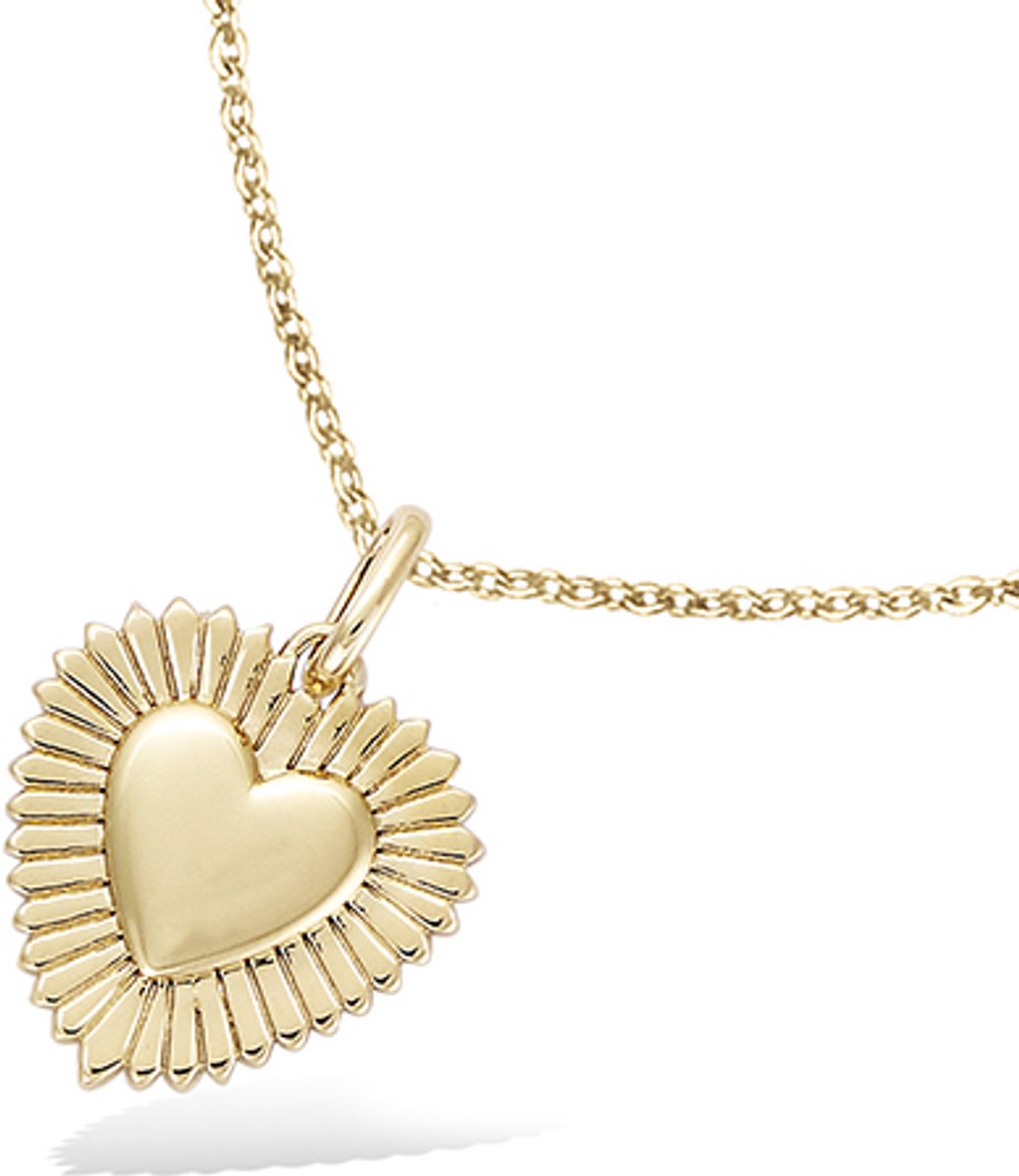CHIVAL Hart Ketting – 18K Verguld Goud – Hartvormige Hanger met Gestructureerde Rand – Tijdloos & Elegant – Hypoallergene Dames Ketting - Cadeau voor Haar