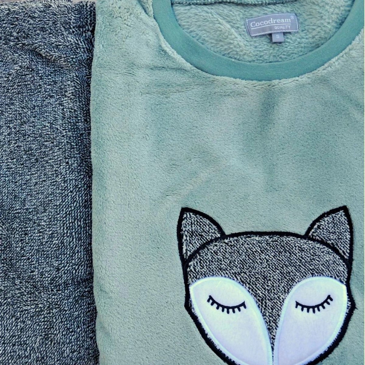 Cocodream dames huispak - fleece - maat M - Vos - mosgroen