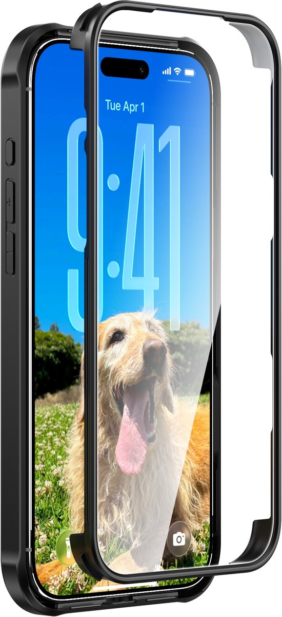 Valenta - Bumper Hoesje - iPhone 17 Pro - Full Cover - Tempered Glass - Zwart