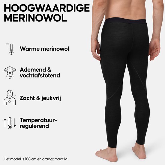 DANISH ENDURANCE Thermo Leggings - Heren - Merino Wol - Thermobroek - Zwart - Maat L — afbeelding 3
