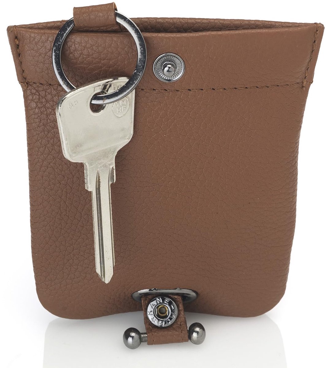 Josephine Osthoff 968 Leren Sleutelhanger Etui – RFID-bescherming – Met Clip & Drukknop – Karamel