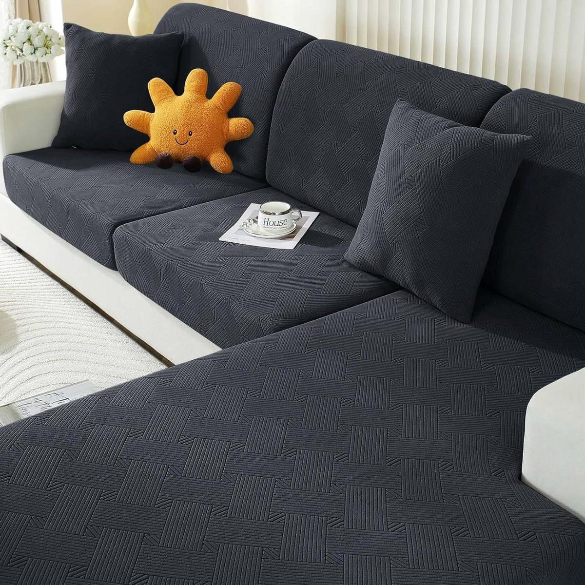 Allecto plus - Universele Elastische Sofa Stoelhoes, Grijs, Meubelbeschermer Hond, 2 Plaatsen