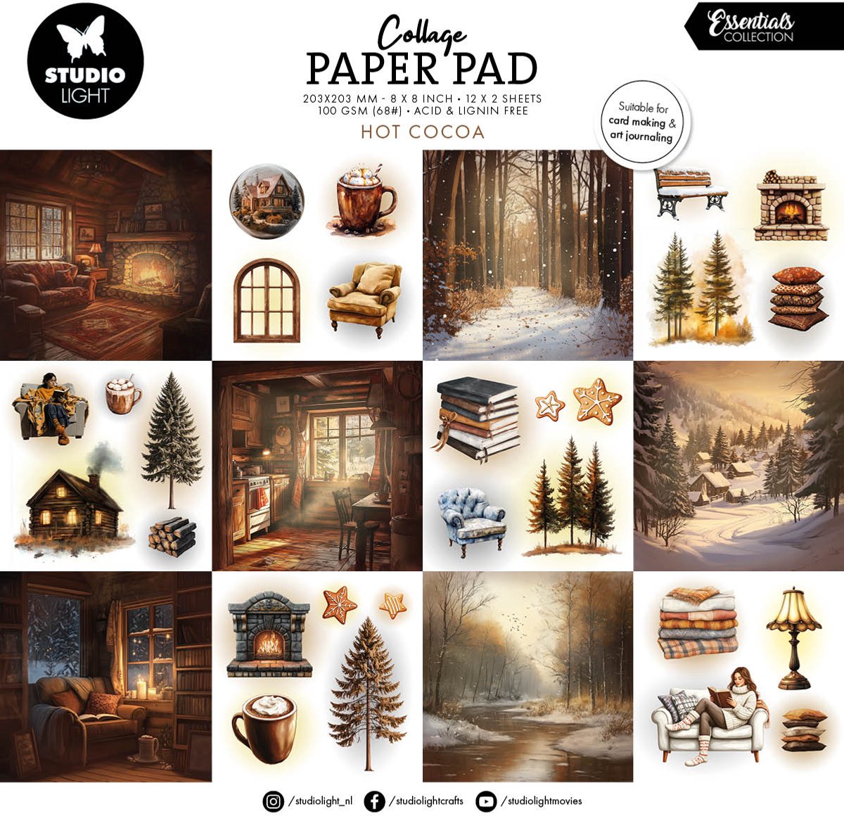Collage paperpad Hot cocoa - Essentials nr. 409