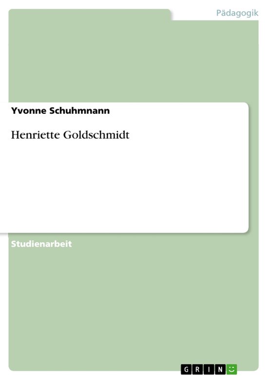 Henriette Goldschmidt - cover