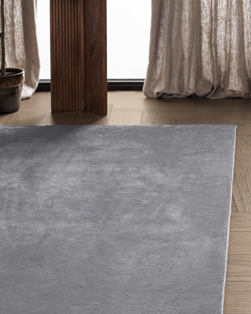Carpetique Vloerkleed Rechthoek - 160x230 cm – Grijs - Antislip – Japandi & Scandinavisch Woonkamer Tapijt