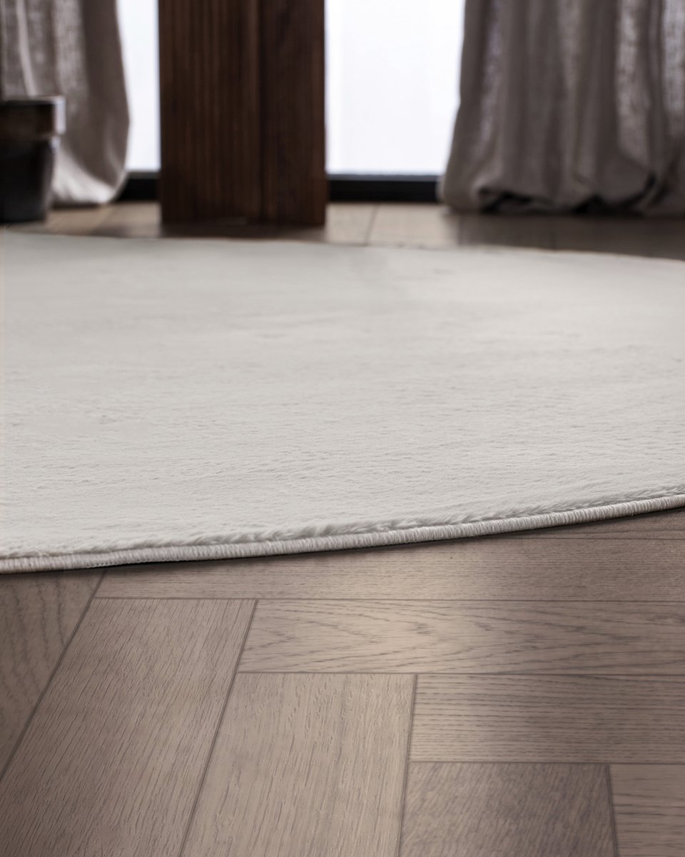 Carpetique Rond Vloerkleed - Ø200 cm – Beige - Antislip – Japandi & Scandinavisch Woonkamer Tapijt