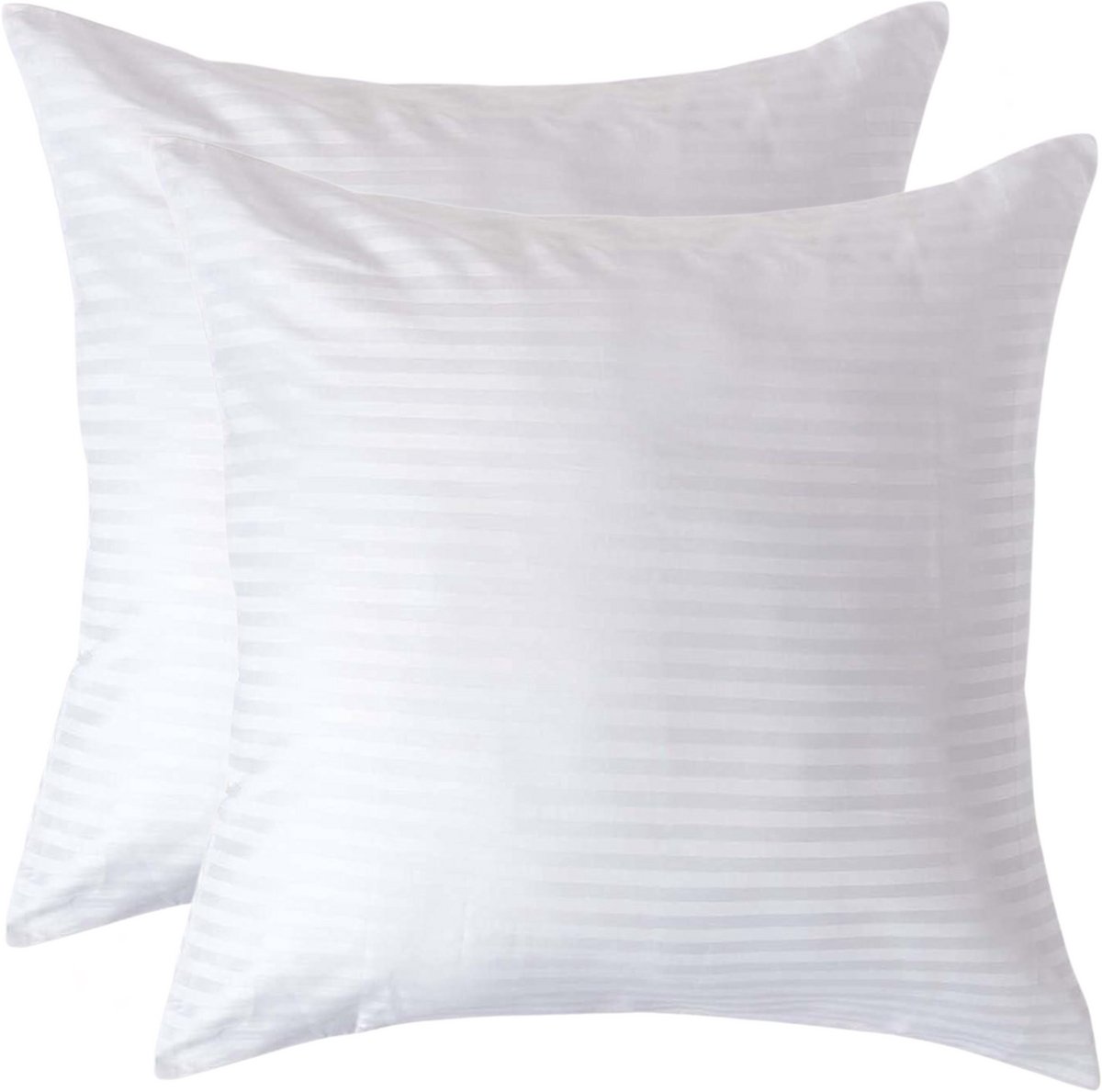 Homescapes Satijn Streep Katoen Kussensloop 60x60 cm – Set van 2 – Wit – 100% Egyptisch Katoen – Draaddichtheid 330