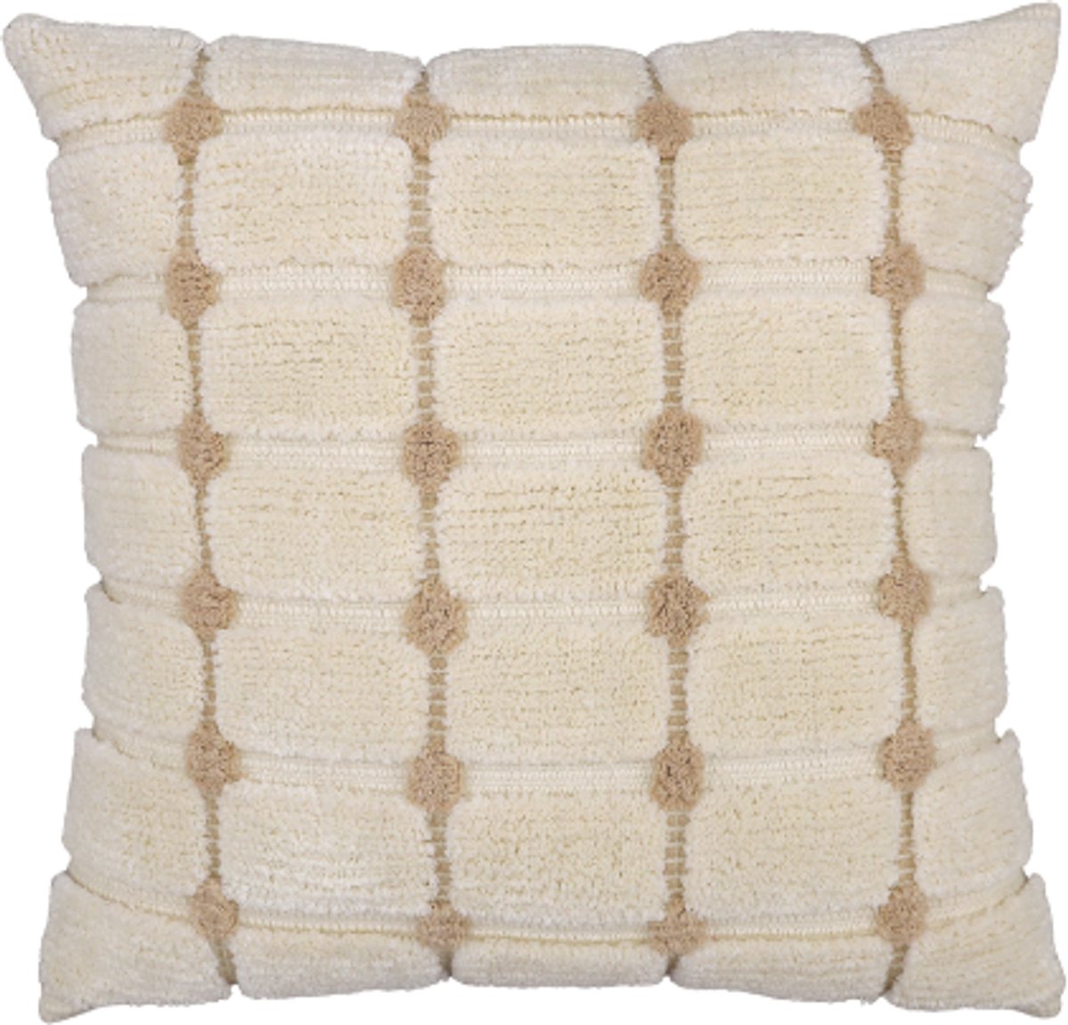 Urbane Hide Kussenhoezen | Kussenhoes | Kussenhoesjes | Sirkussen | 50x50 cm | Geometrische Ruit | Crème & Beige | Zonder Binnenkussen