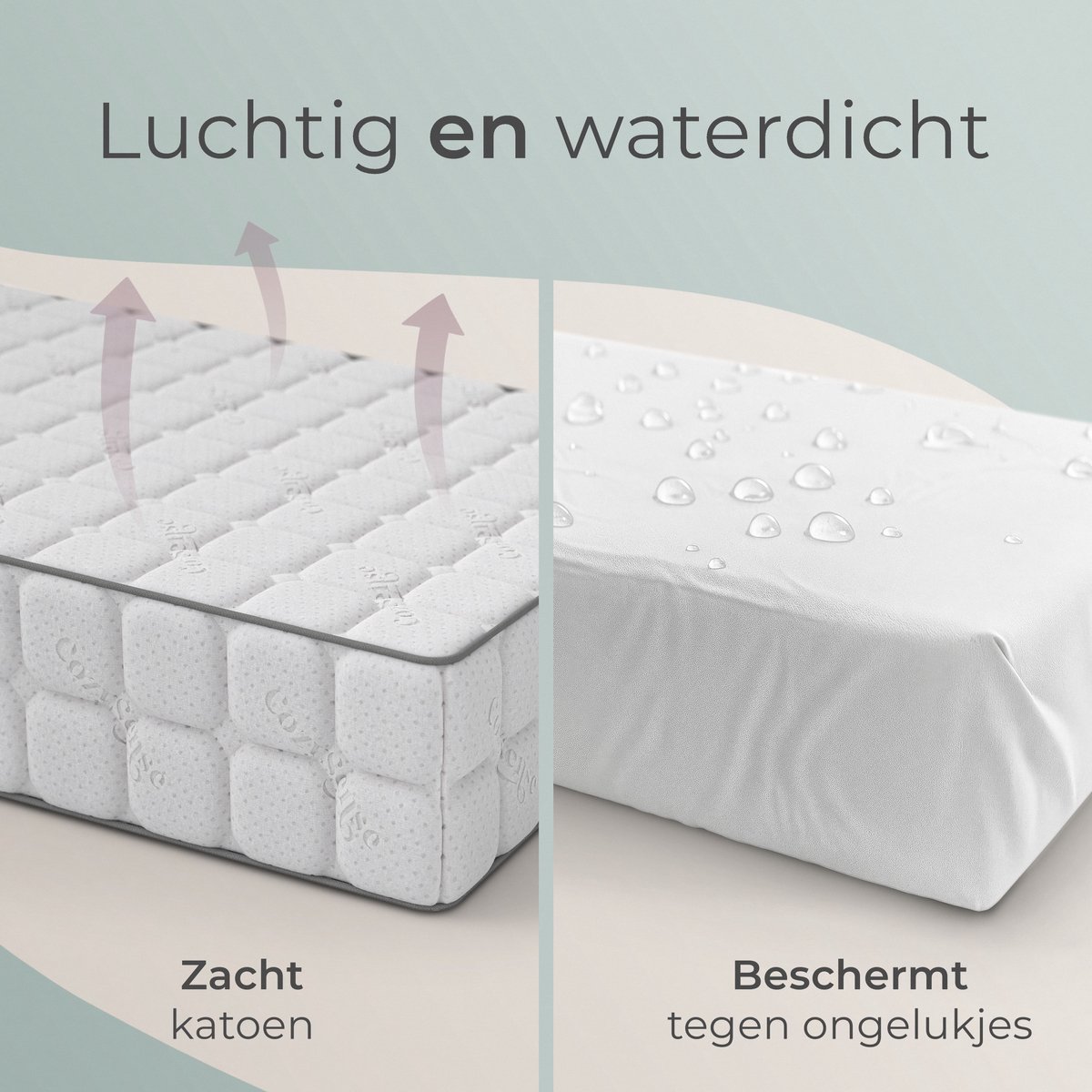 CozySense® Baby Matras 60x120 - Ledikant - Voor Baby’s & Peuters - 100% Katoenen Hoes - Waterdicht & Hypoallergeen - Drukverlagend Gel Traagschuim – foto 4