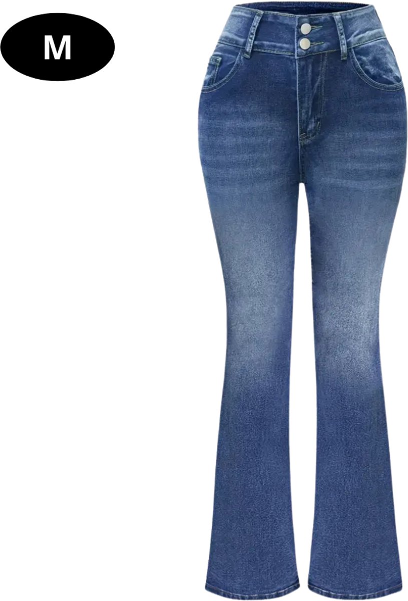 Bovista Lange Broek Dames Spijkerbroek Broeken Spijker Pants Jeans Trouser Loose Fit Straight Leg – Donkerblauw