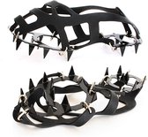 1 Paar - Stijgijzers - M(37-42) - Met 18 stalen spikes - 26x12x3cm - Rubber en staal - Ijsnoppen - Tractienoppen - Antislip - Sneeuwketting voor schoenen - Voor wandelen, vissen, klimmen en hiken - Wandelschoen stijgijzers