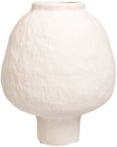 QUVIO Japandi vaas - Bolvormig keramiek - Gebroken wit - 21 cm - Decoratieve bloemenvaas voor bloemen en droogbloemen