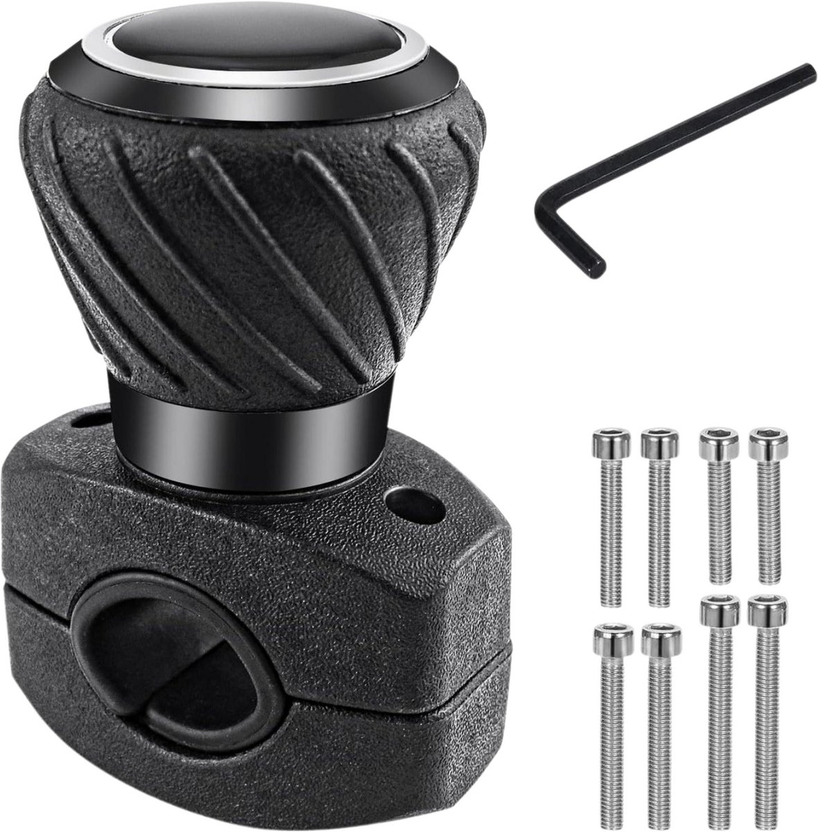 Universele stuurknop spinner, ideaal voor: tractor, stuurwiel, draaiknop, stuurhulp, universeel stuurwiel, draaiknop voor auto, vrachtwagen, vorkheftruck enz., zwart