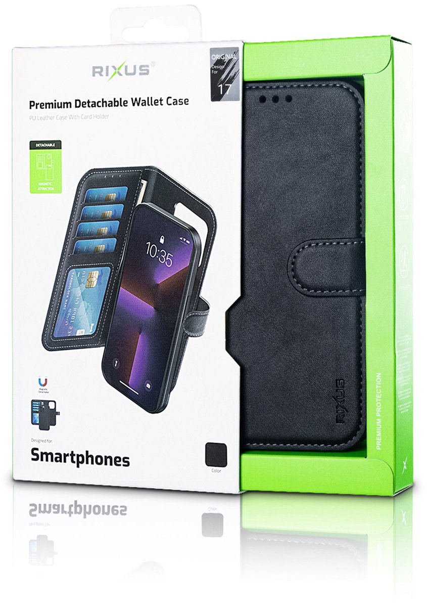 Rixus Duo Magnetic Detachable Wallet For Apple iPhone 17 Black