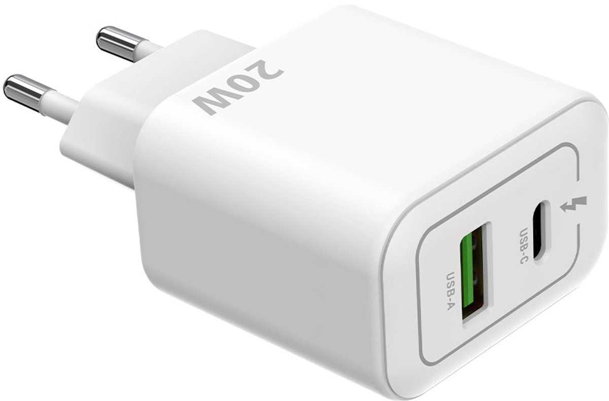 Rixus RXHC20 USB-C, USB-A Power Adapter 20W White
