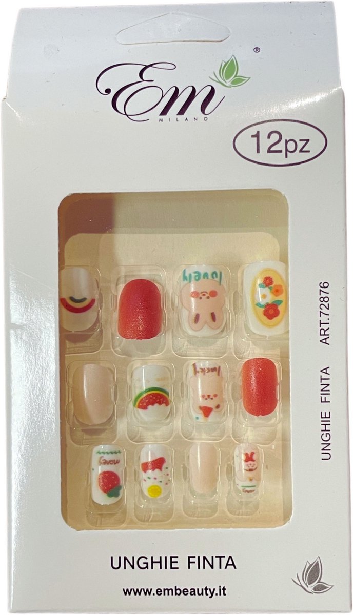 Plaknagels | 12 Nagels | Lovely Watermelon | Geen Lijm Nodig | Kinder Nepnagels