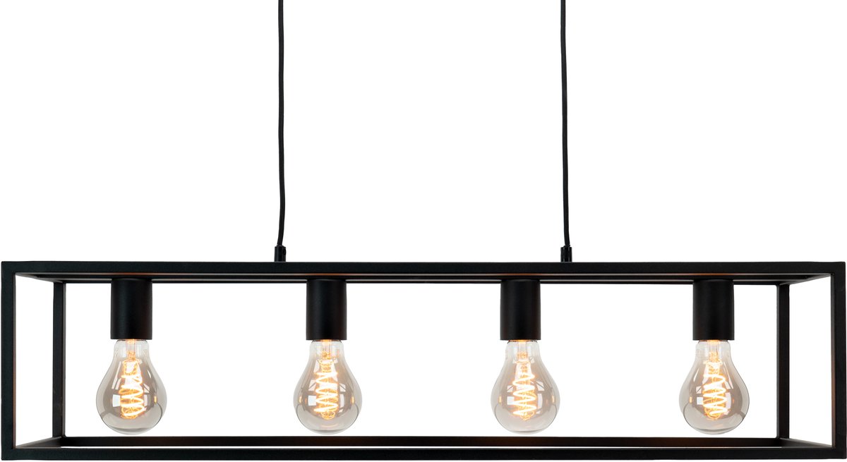 EGLO Eldrick Hanglamp - 4xE27 - 85 cm - industrieel - Staal - Zwart