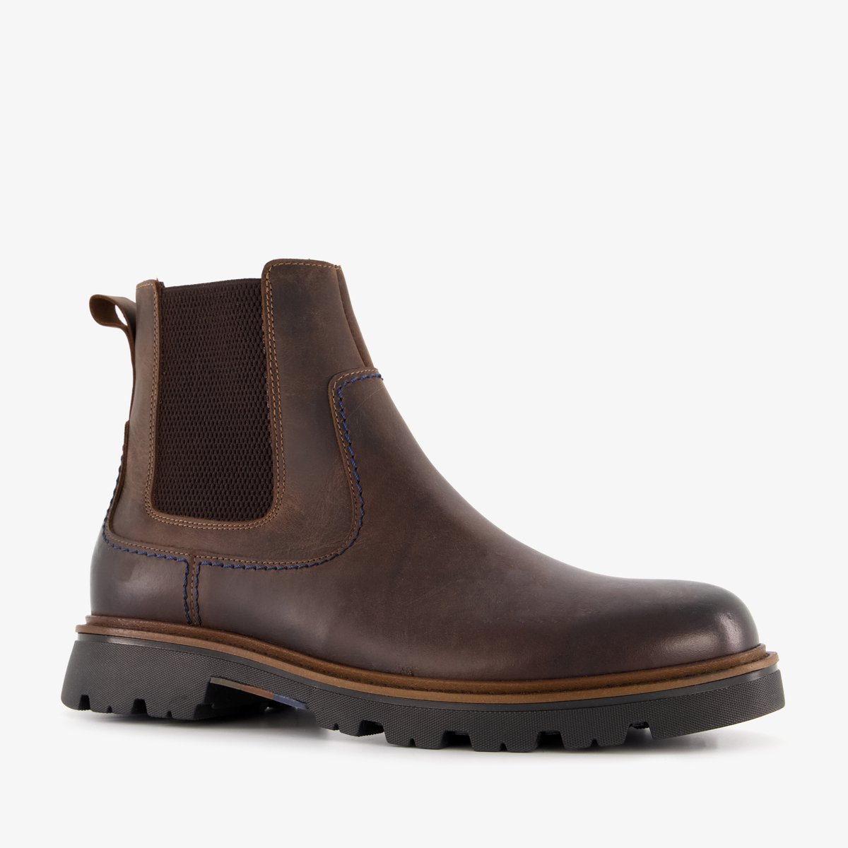 Output leren heren Chelsea boots bruin - Maat 40