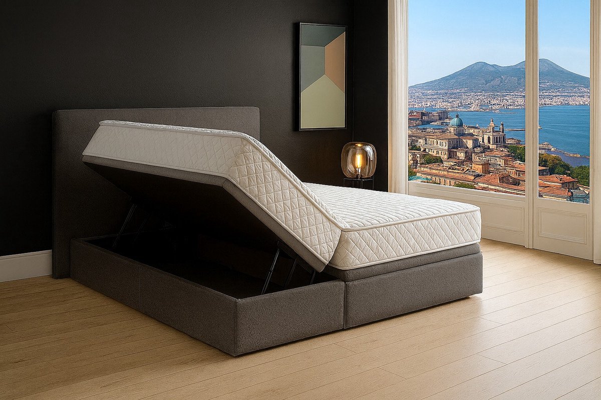 Boxspring FD Boxspring Bed met Opbergruimte Napoli 80x200 cm antraciet Luxe Pocketvering Matras Stof