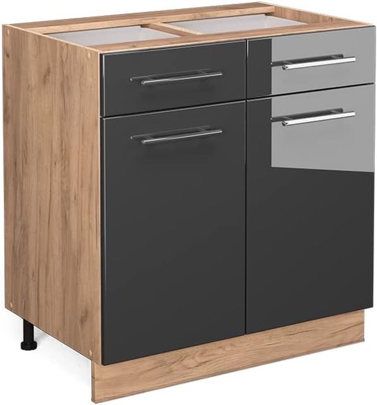 Vicco Eettafel Beaver, Goldkraft eik/zwart, 80 x 70 cm Uitschuifbaar