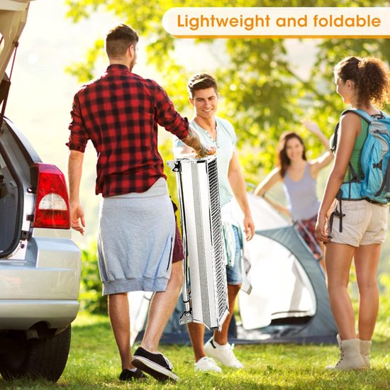 Roestvrijstalen BBQ houtskoolgrill rookgrill opvouwbaar draagbaar voor koken in de open lucht camping wandelen picknick backpacks groot zilver van Sorara — afbeelding 5